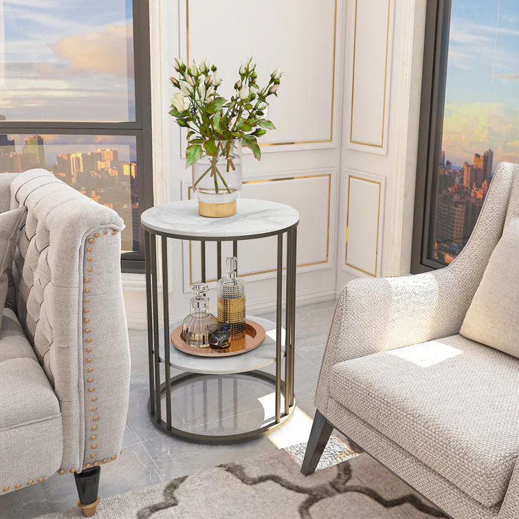 2-Tier Round Shape Modern Designer End Side Table - Image 2