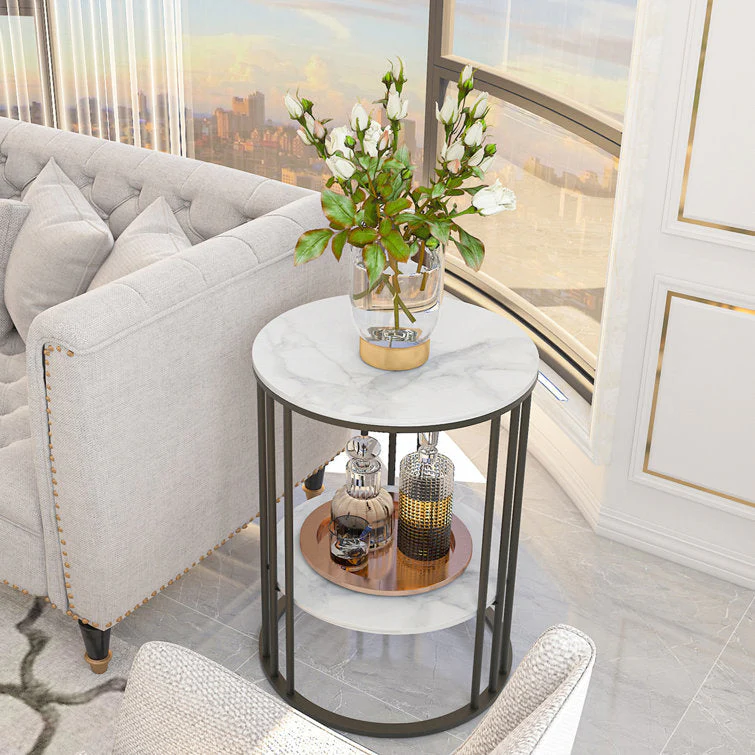 2-Tier Round Shape Modern Designer End Side Table - Image 6