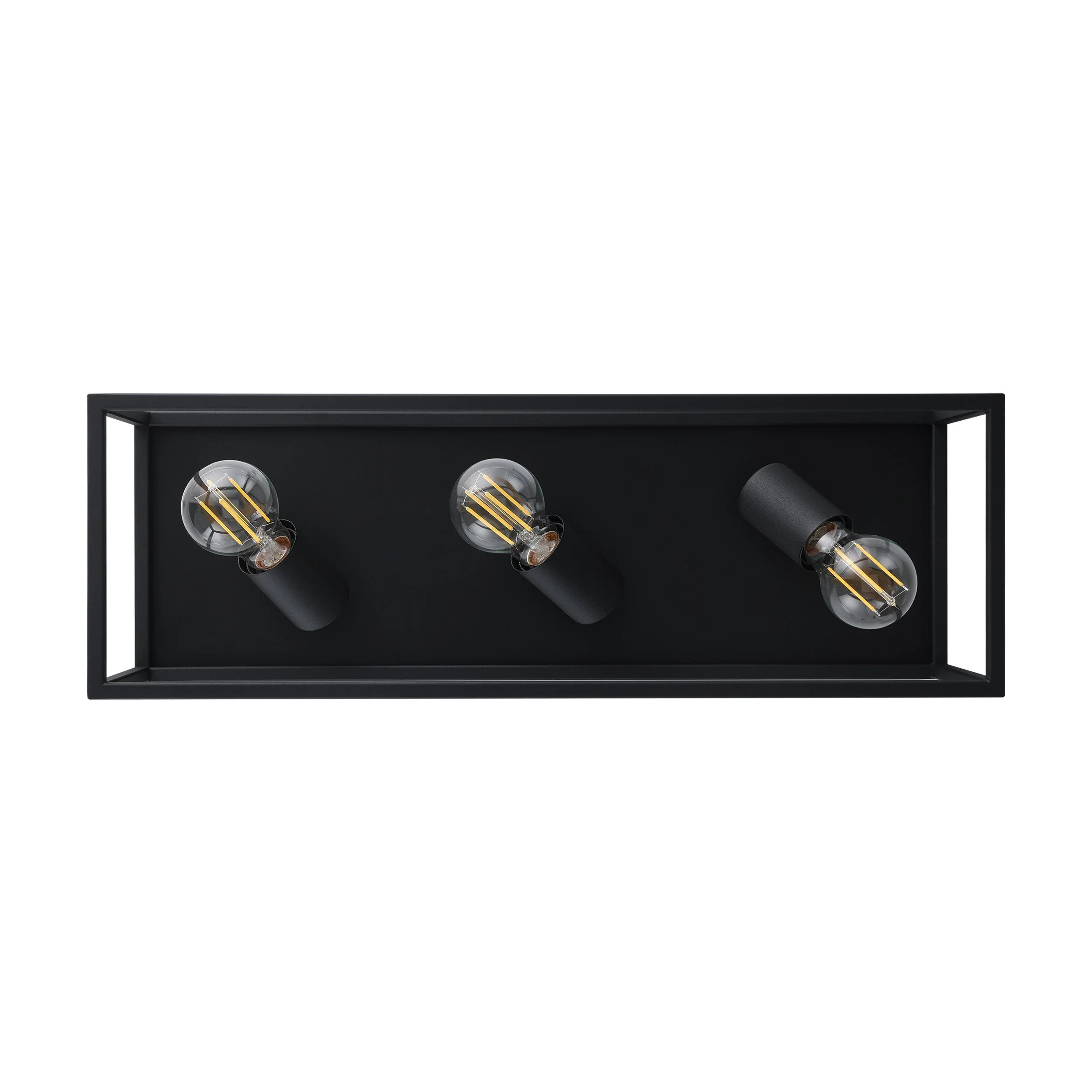 3 Bulb Steel Ceiling Light with Black Clear Glass - Image 3