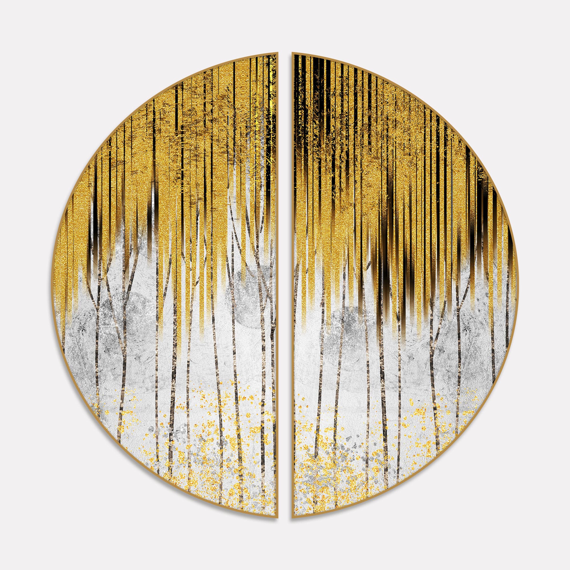 3D Abstract Golden Line Art Semi Circle Frames Set Of 2 - Image 2