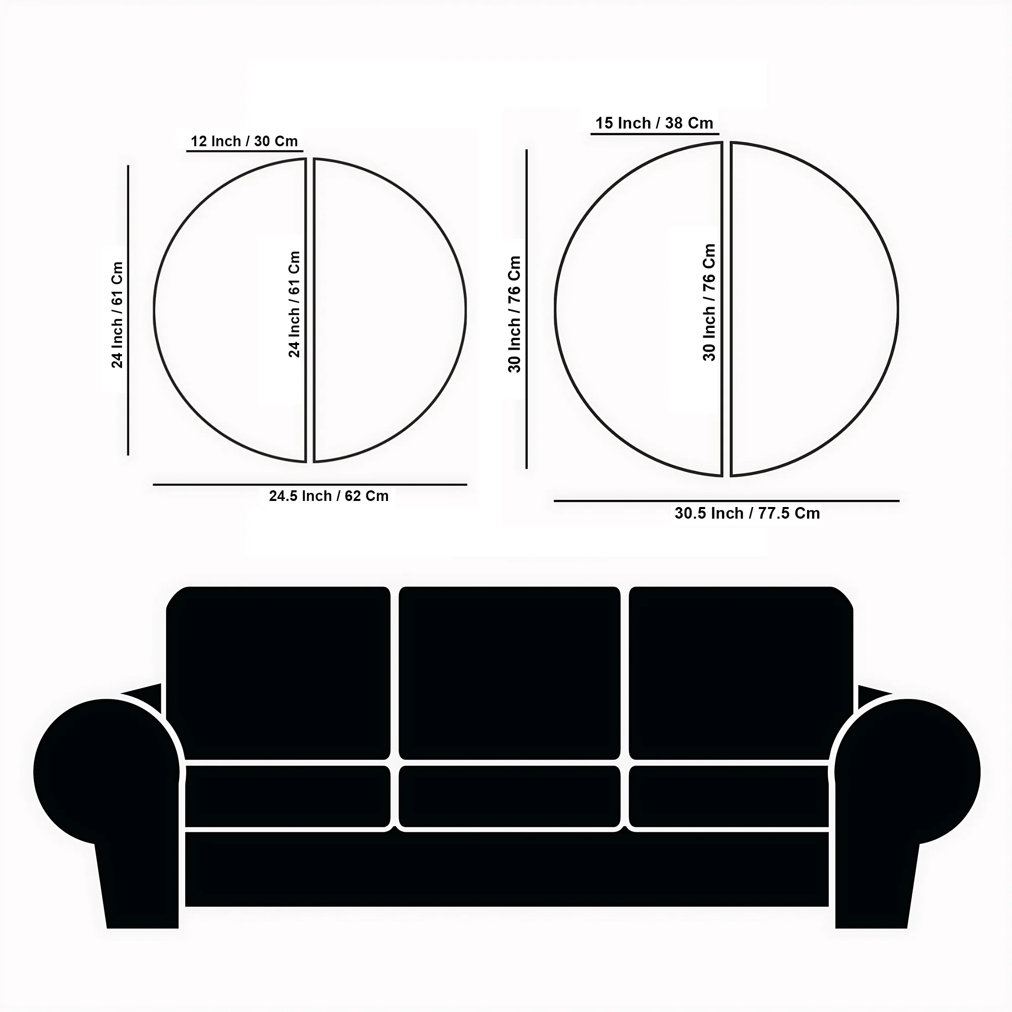 3D Abstract Golden Line Art Semi Circle Frames Set Of 2 - Image 3