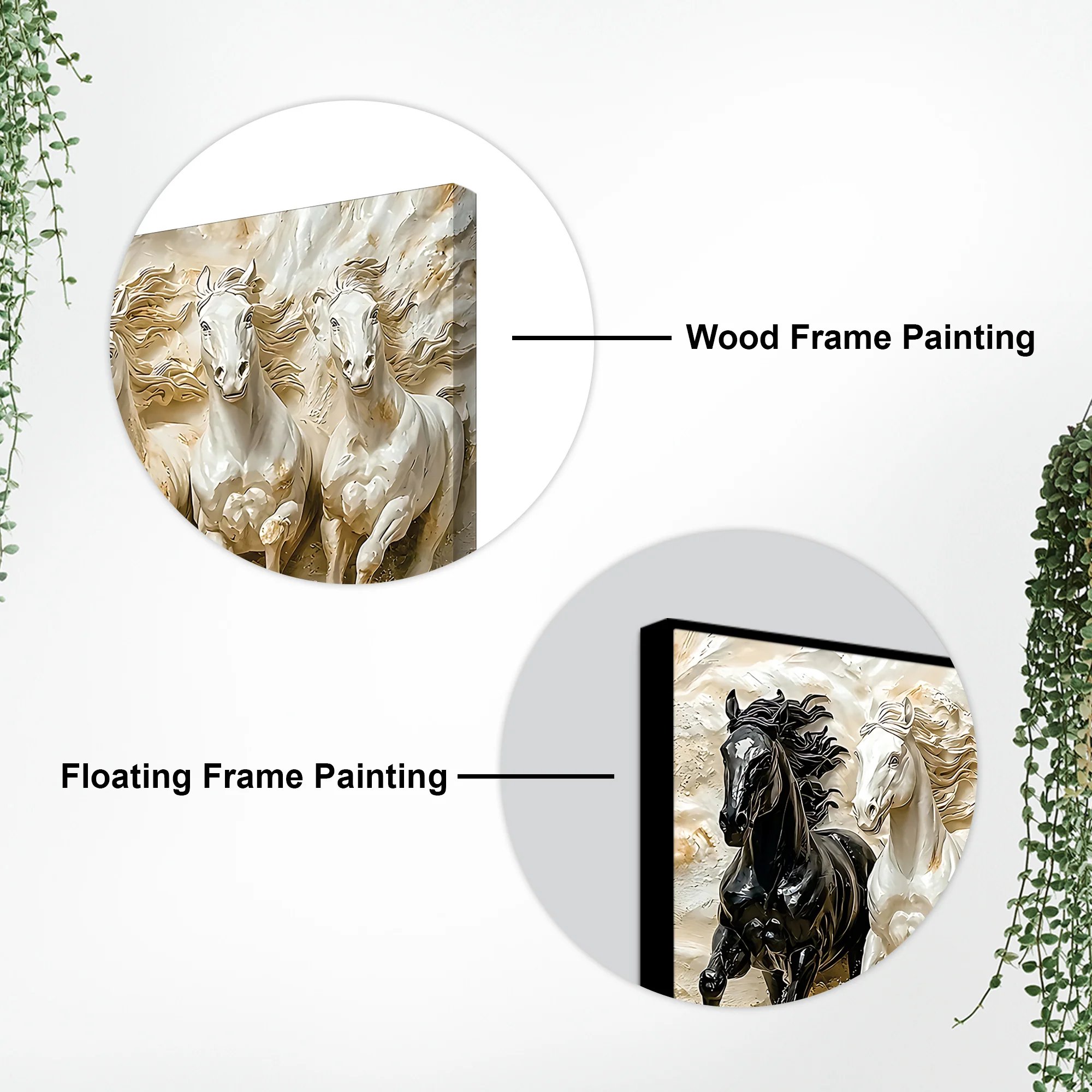 3D Art Auspicious Canvas wall Painting of Seven Running Horses - Image 5