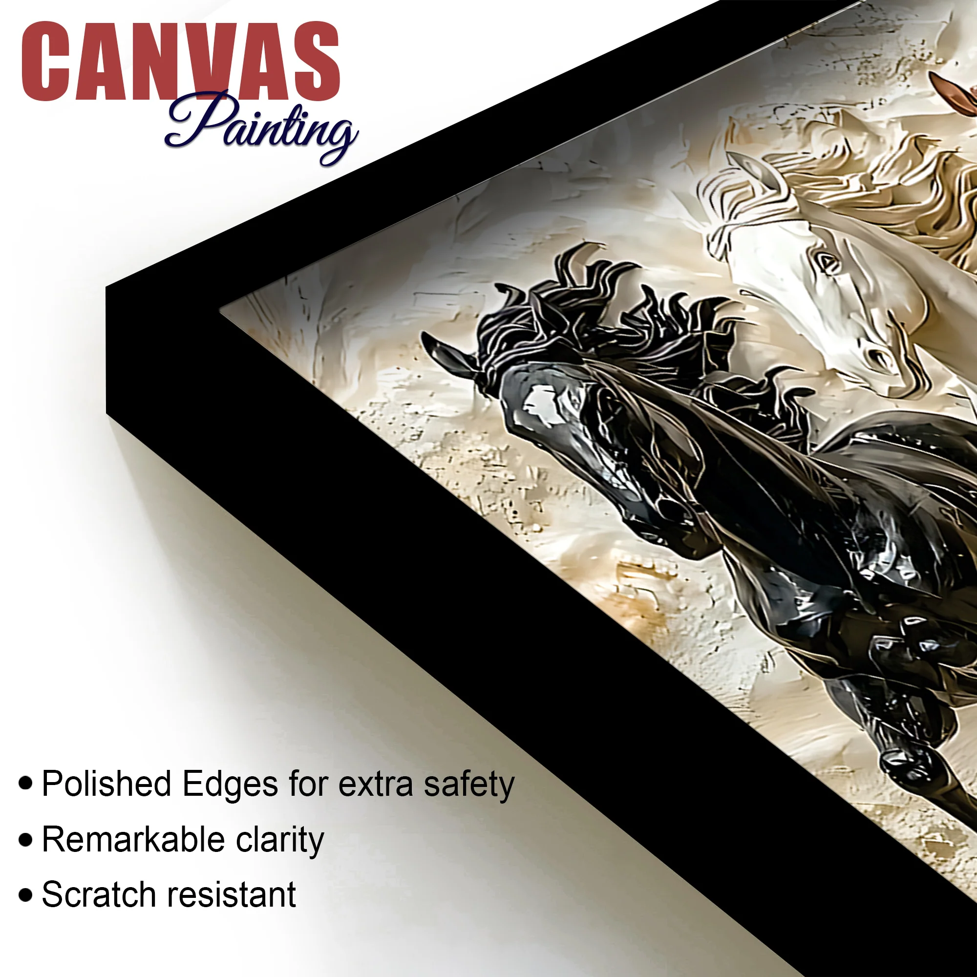 3D Art Auspicious Canvas wall Painting of Seven Running Horses - Image 6
