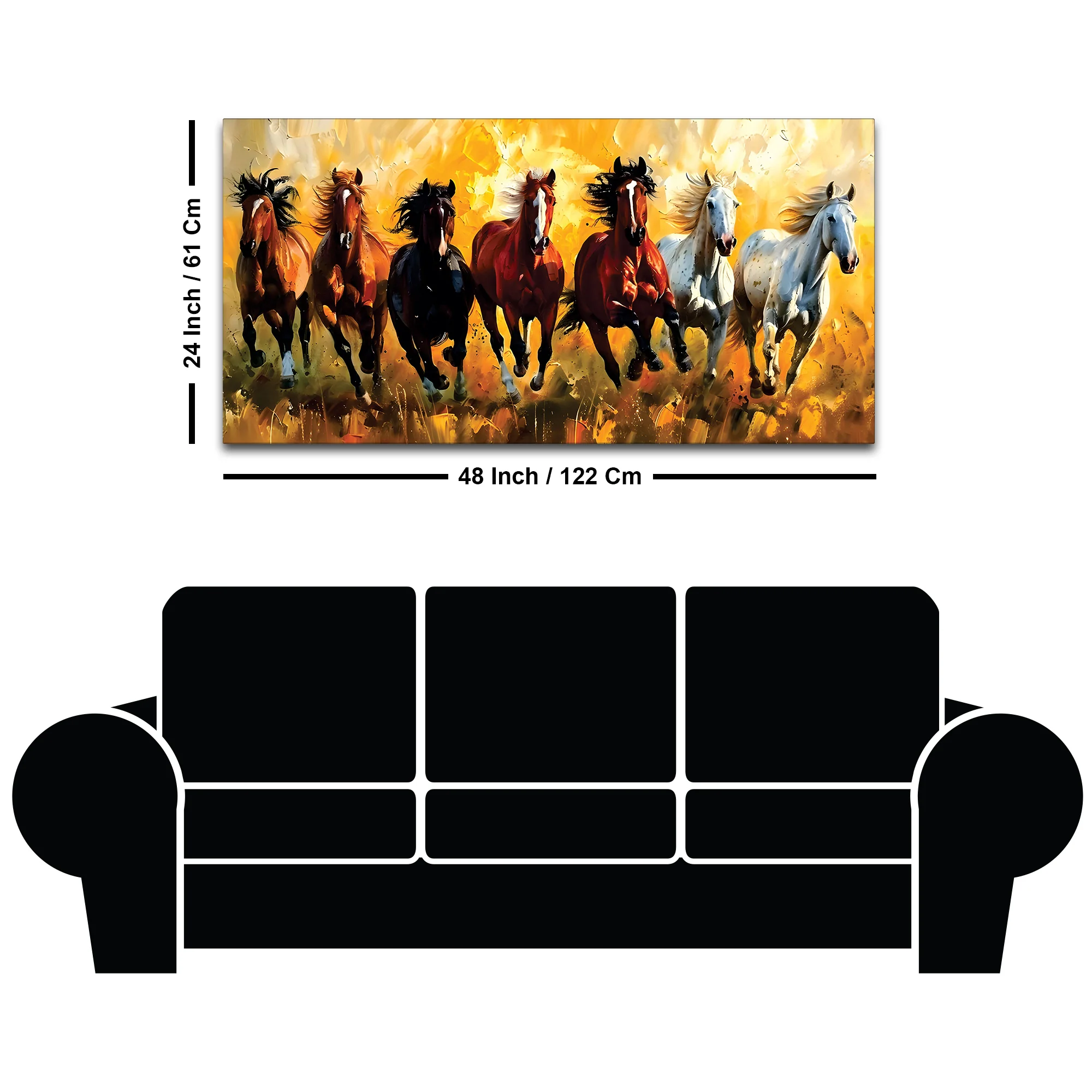3D Art Seven Majestic Horses Canvas wall Painting - Image 5