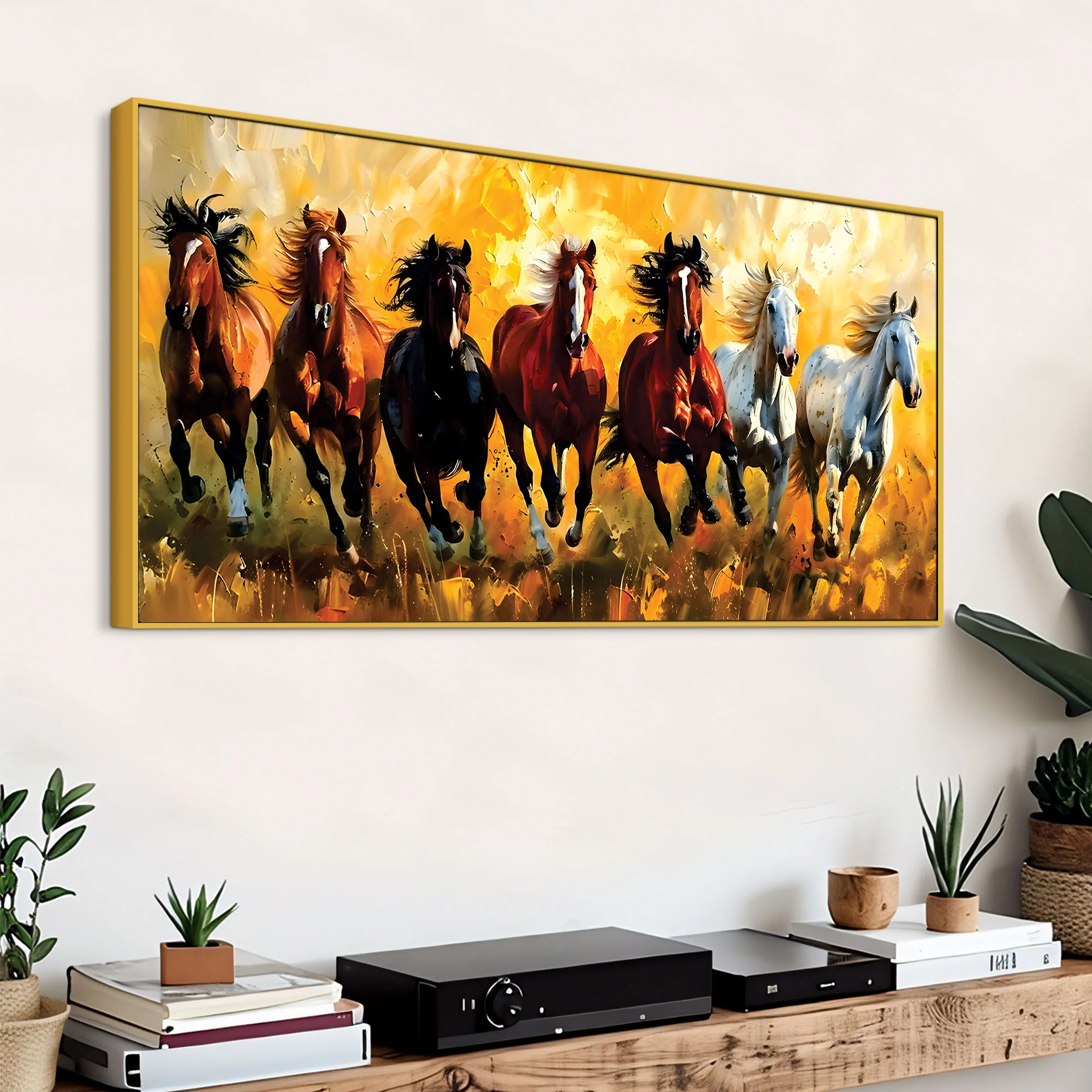 3D Art Seven Majestic Horses Canvas wall Painting - Image 8