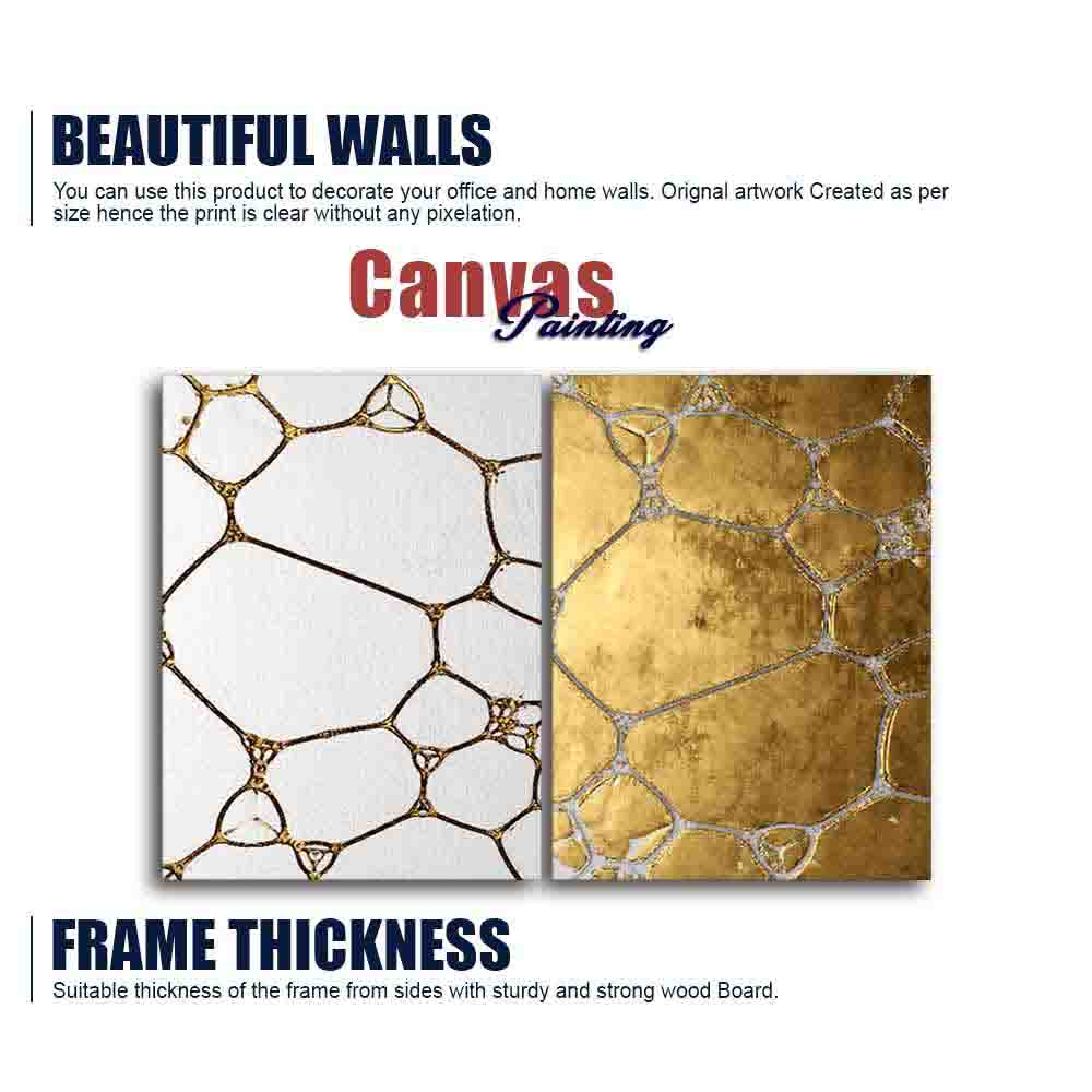 3D Golden Art Canvas Wall Painting of Two Pieces - Image 6