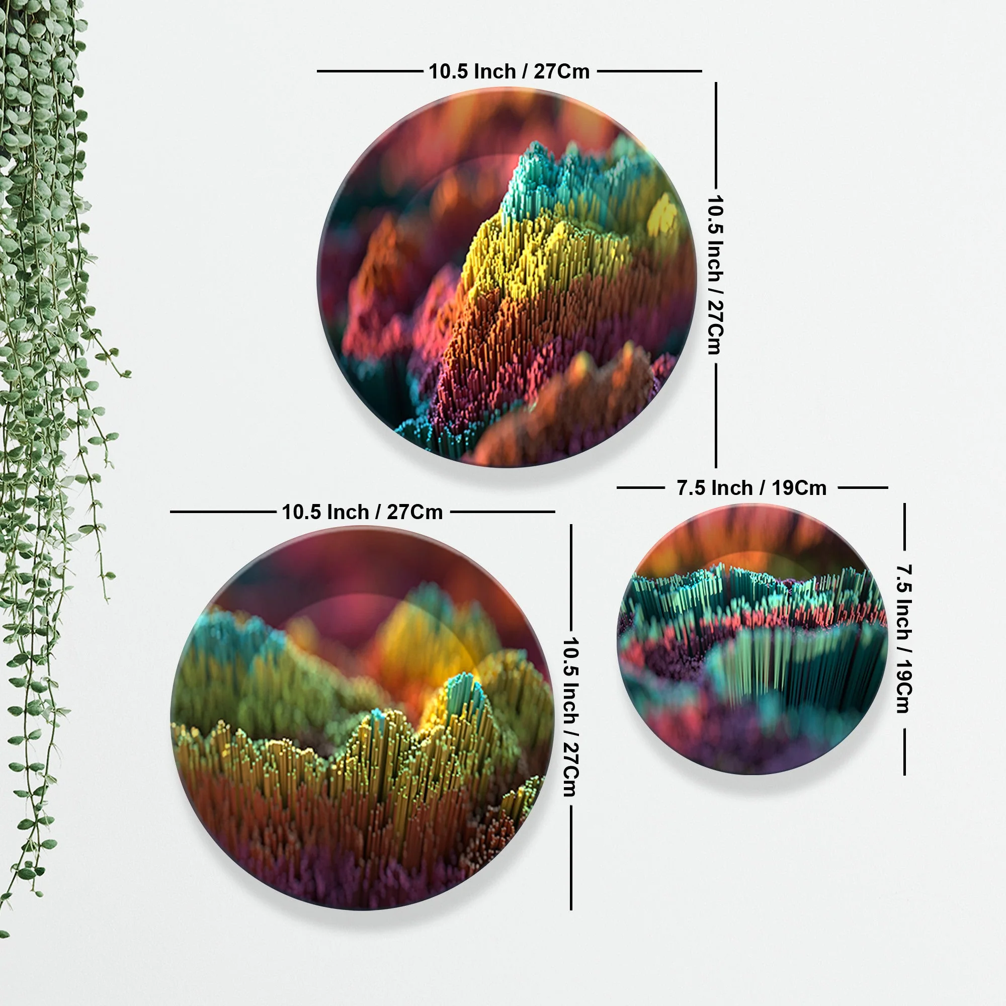 3D Illustration Abstract Art Wall Plates Painting Set of Three - Image 7