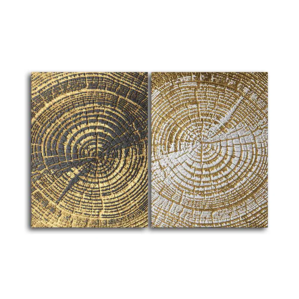 3D Wooden Texture Canvas Wall Painting of Two Pieces - Image 4