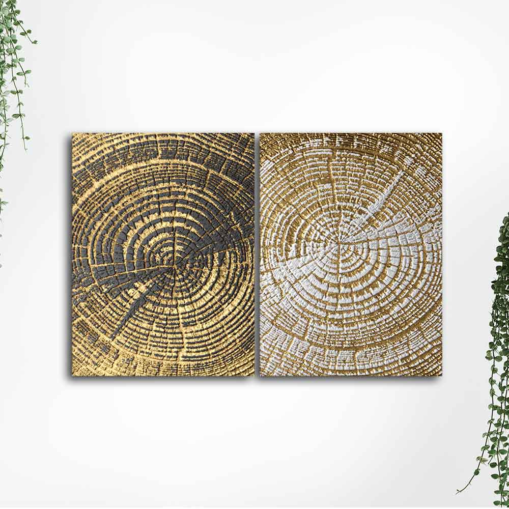 3D Wooden Texture Canvas Wall Painting of Two Pieces - Image 5