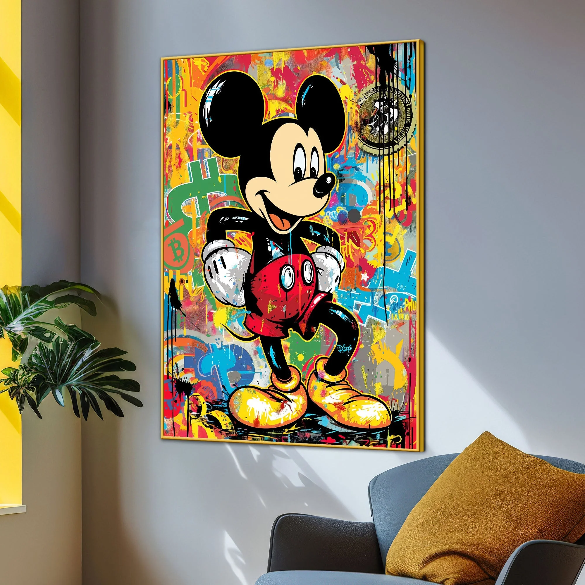 90S Love The Mickey Cotton Canvas Wall Painting - Image 3