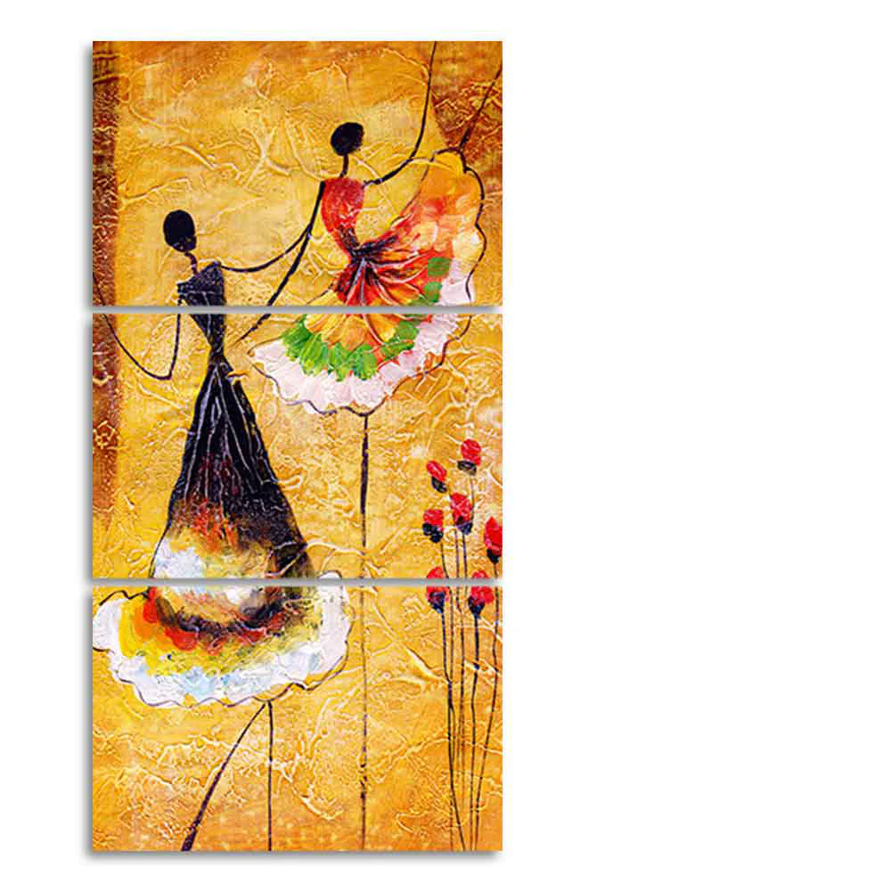 A Beautiful 3 Pieces Wall Painting of Dancing Beauties Warli Art - Image 4