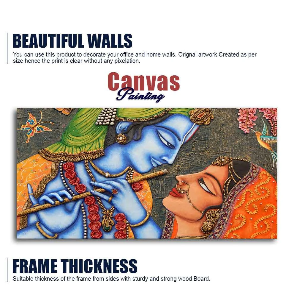 Beautiful Lord Radha Krishna Canvas Big Wall Painting Wall Art - Image 6