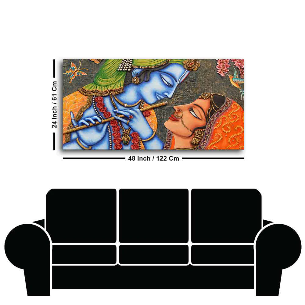 Beautiful Lord Radha Krishna Canvas Big Wall Painting Wall Art - Image 7