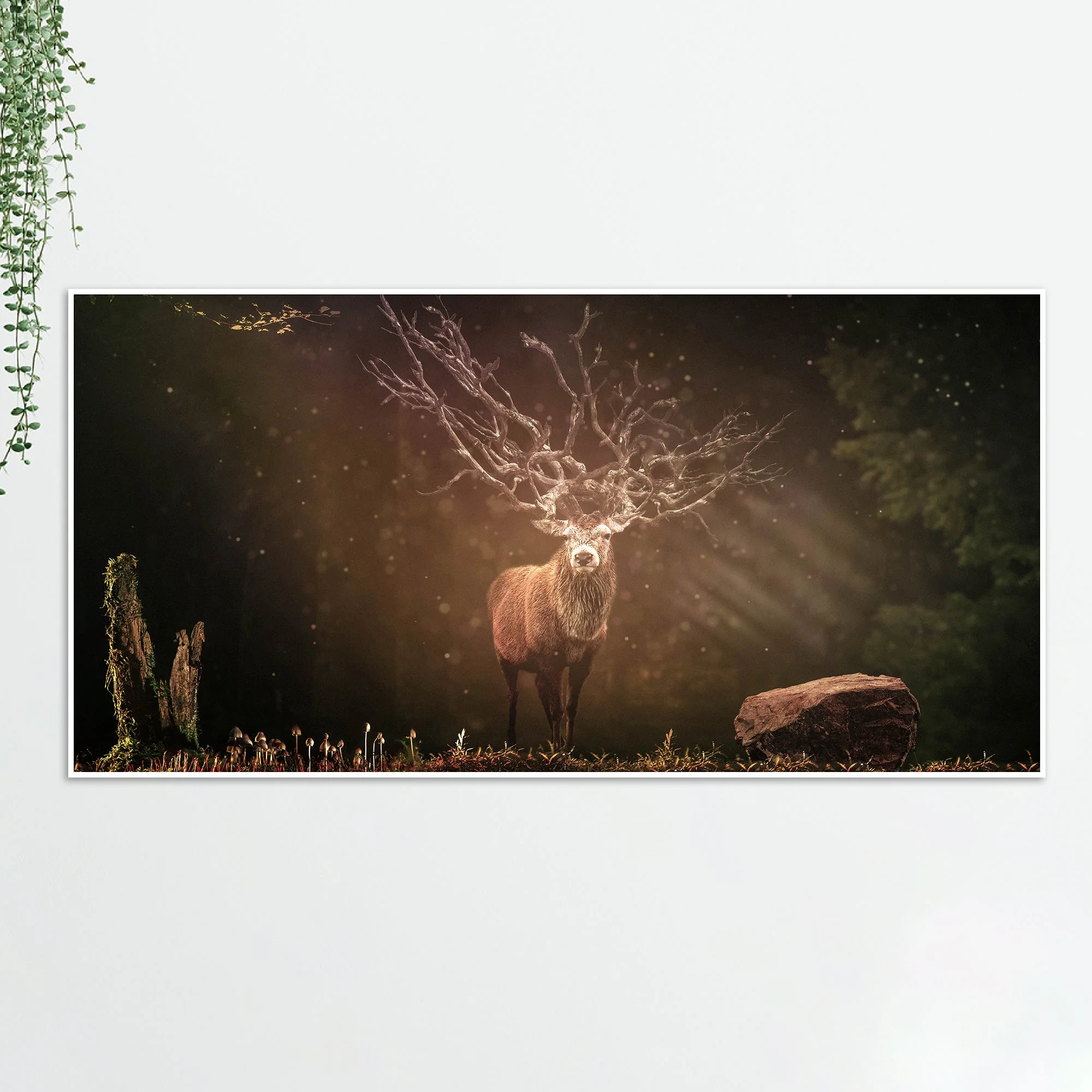 A Beautiful Deer in Dark Forest Floating Wall Painting - Image 5