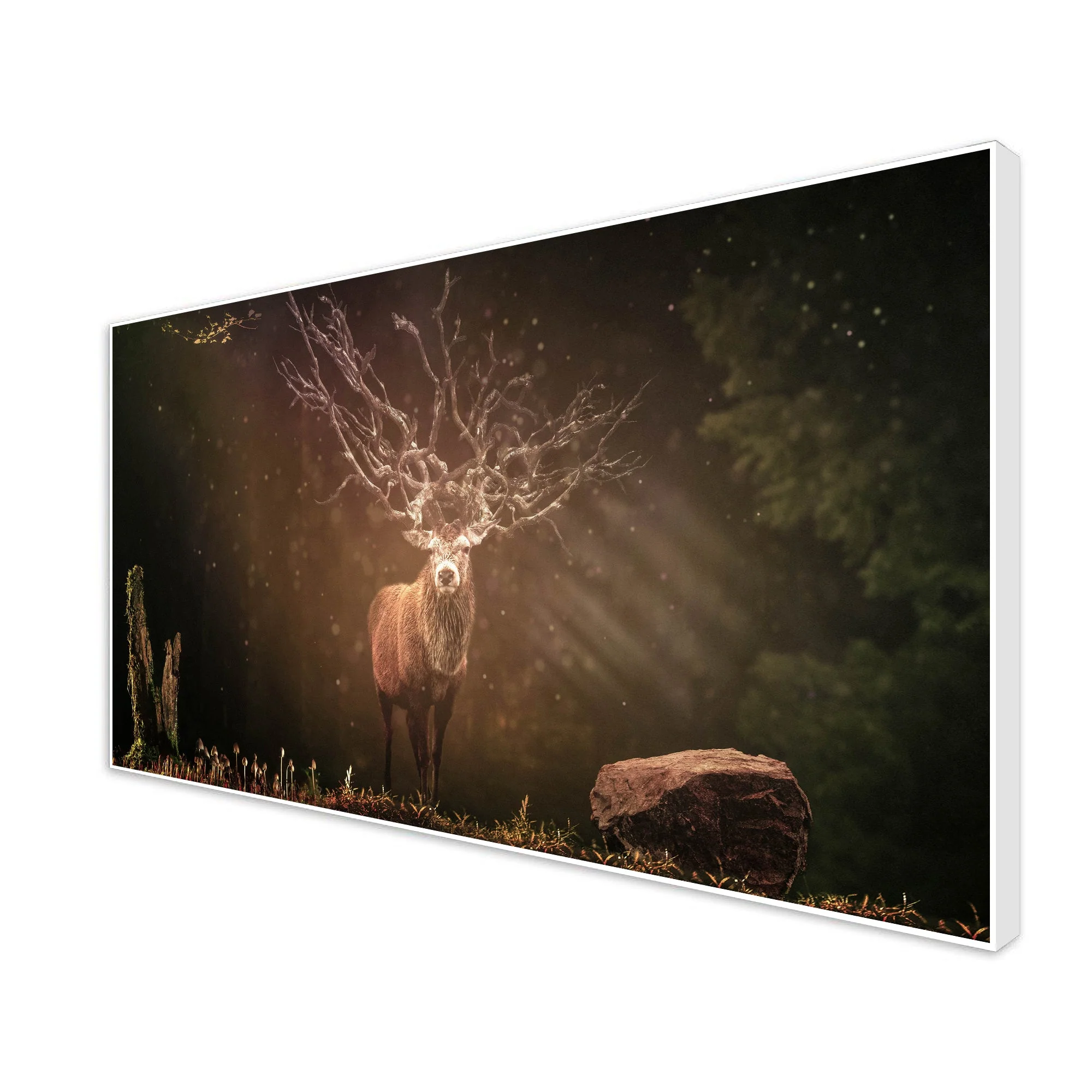 A Beautiful Deer in Dark Forest Floating Wall Painting - Image 6