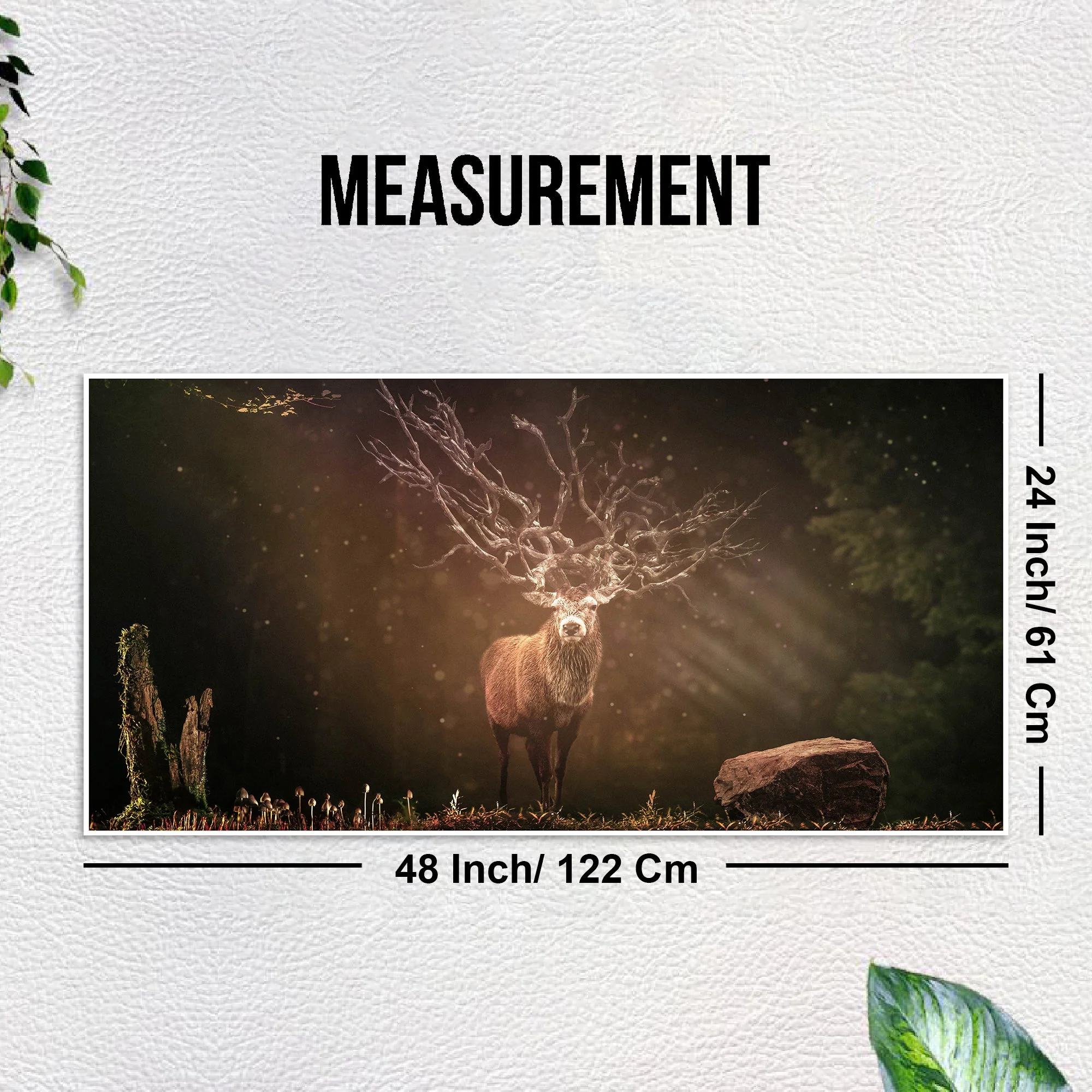 A Beautiful Deer in Dark Forest Floating Wall Painting - Image 7