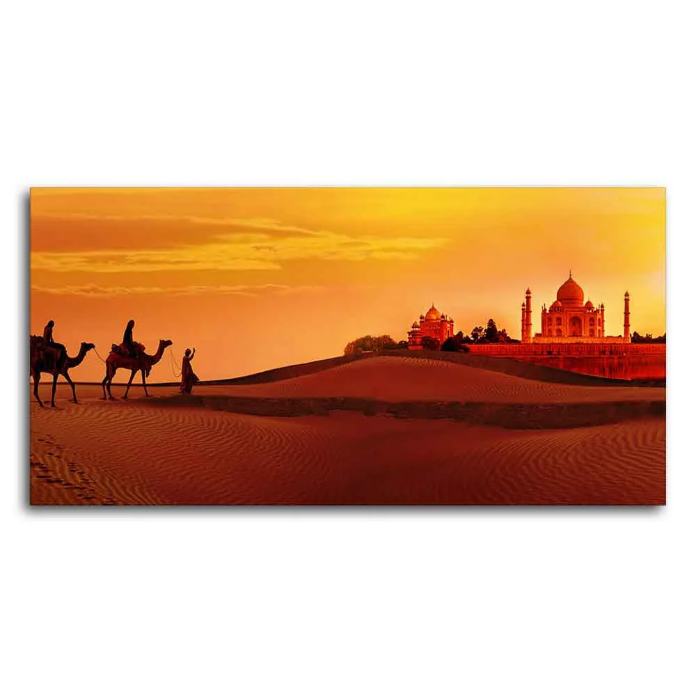 Beautiful Wall Painting of Camel Caravan Heading to Taj Mahal - Image 5