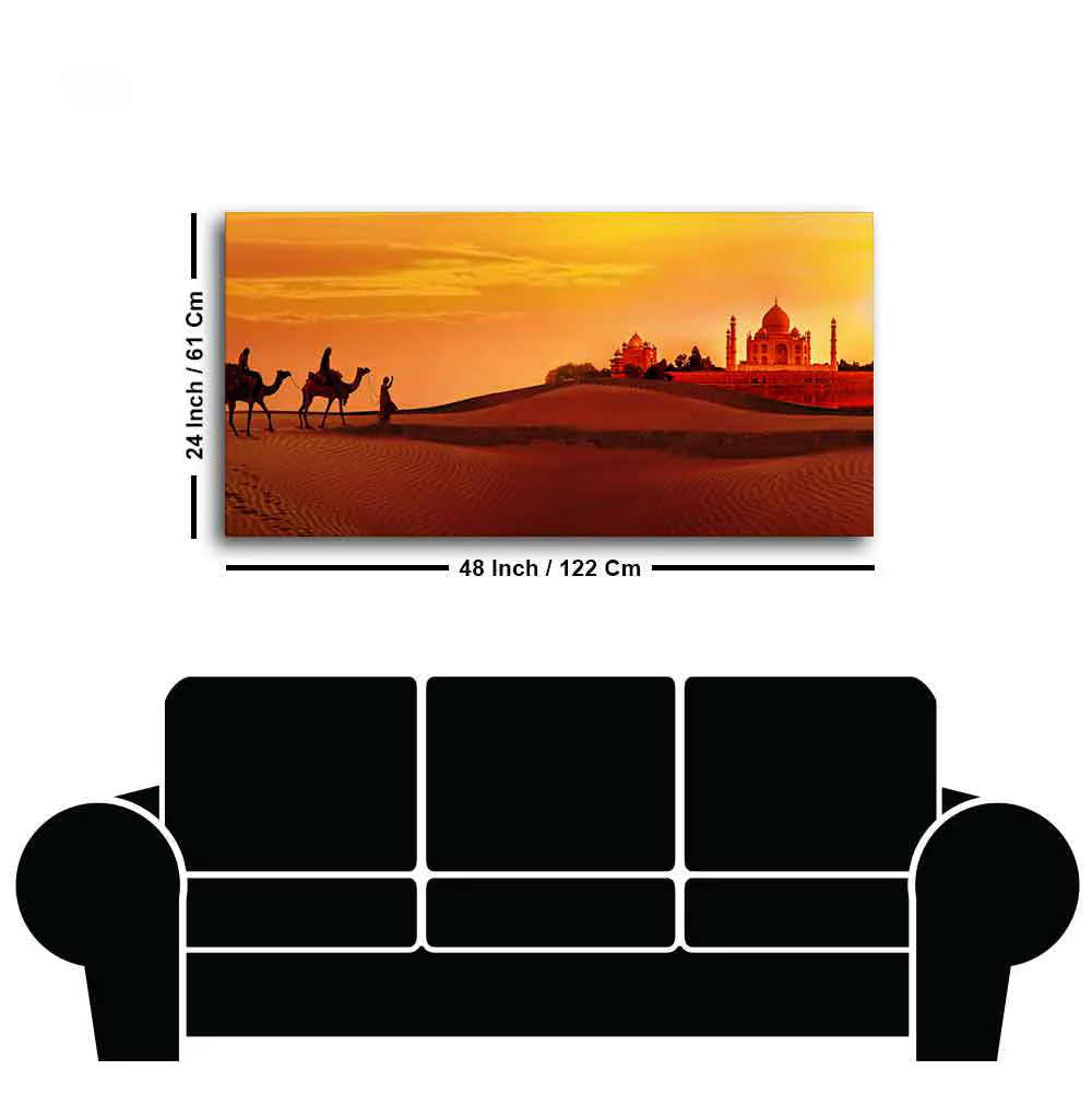 Beautiful Wall Painting of Camel Caravan Heading to Taj Mahal - Image 7