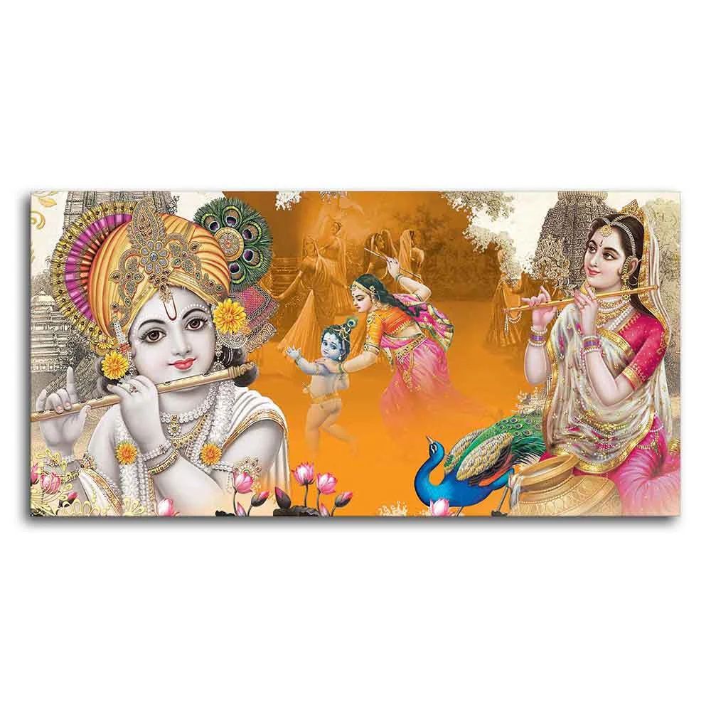 Beautiful Radha Krishna Canvas Big Wall Painting Wall Art - Image 5