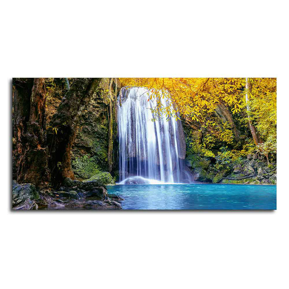 A Beautiful view of Erawan Waterfall Abstract Premium Canvas Wall Painting - Image 4
