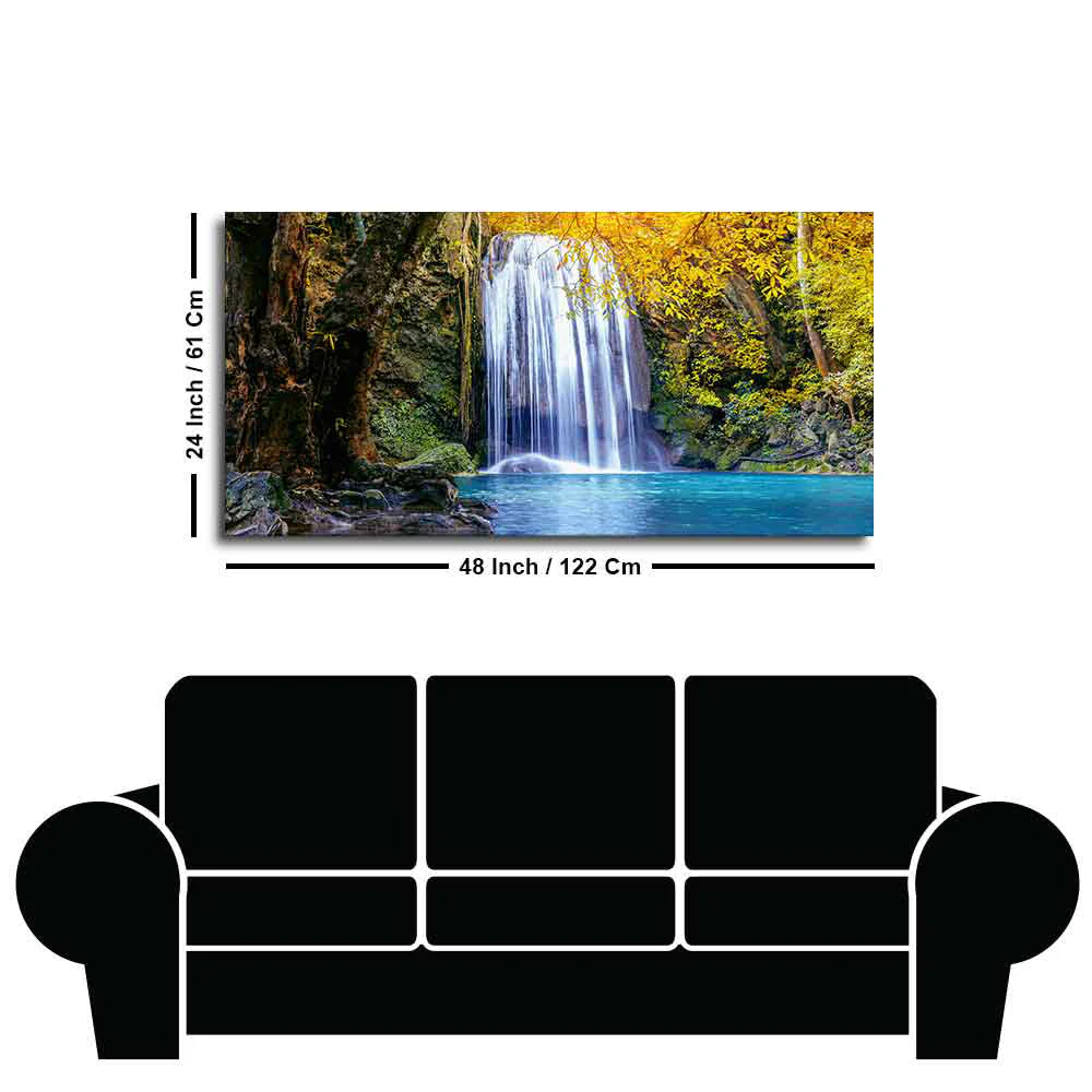 A Beautiful view of Erawan Waterfall Abstract Premium Canvas Wall Painting - Image 7