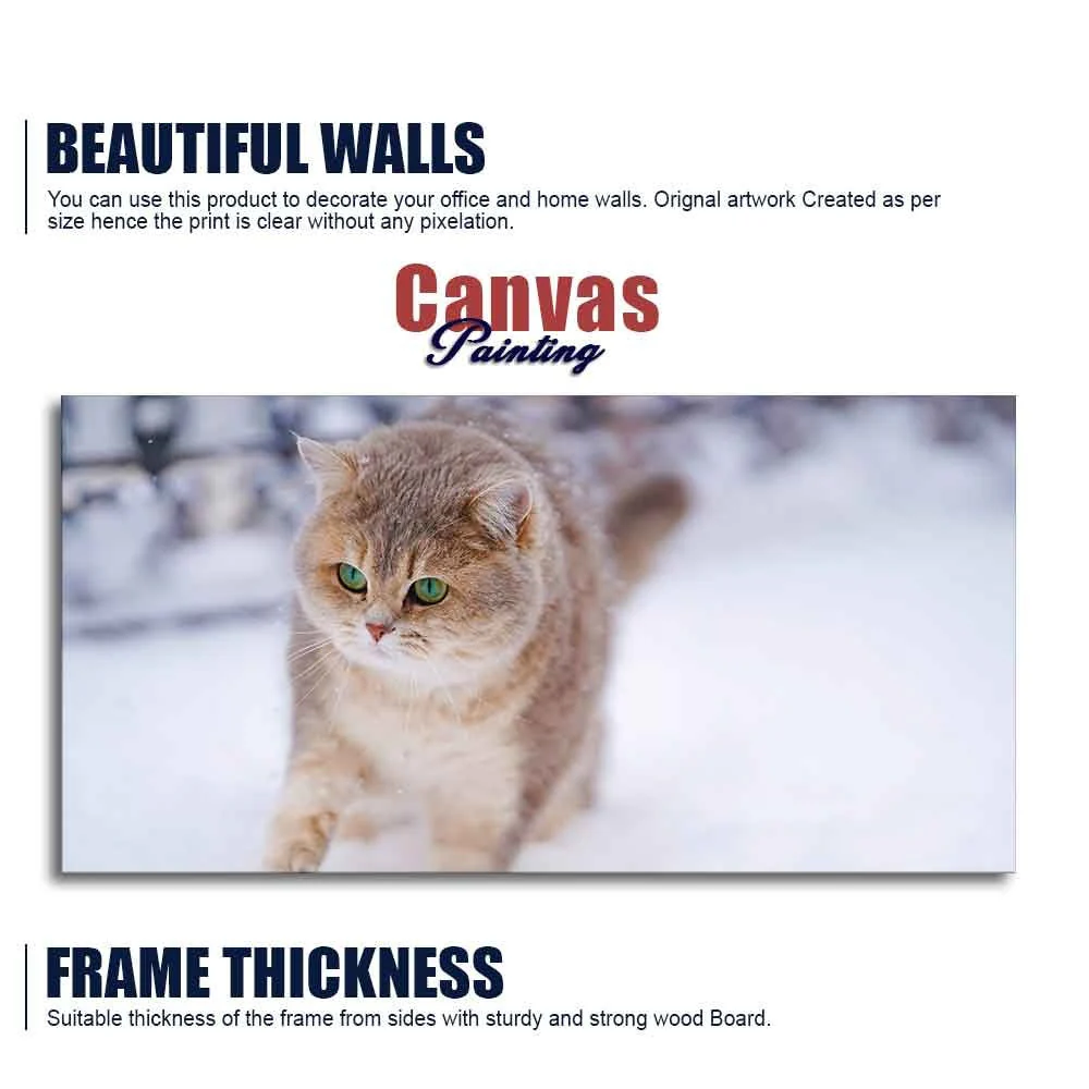 Beautiful Wall Painting of Cat Walking in Snow - Image 6