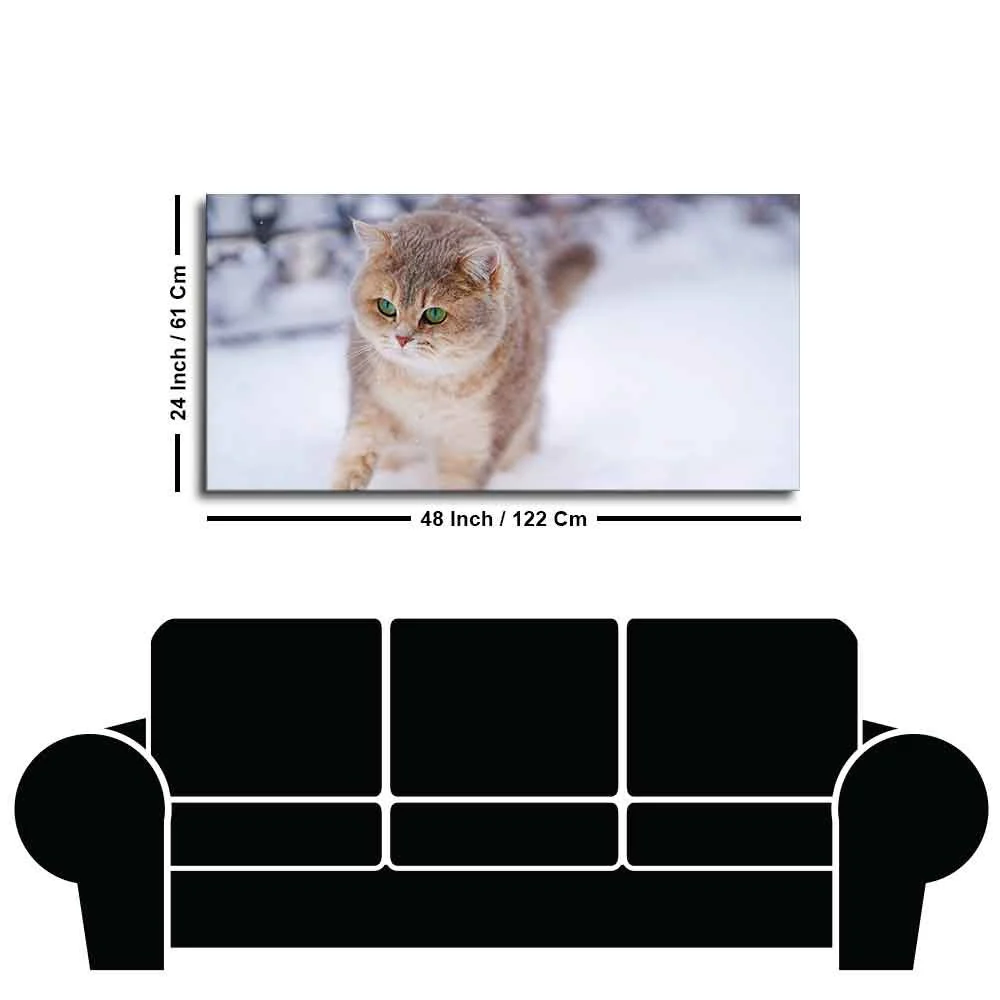 Beautiful Wall Painting of Cat Walking in Snow - Image 7