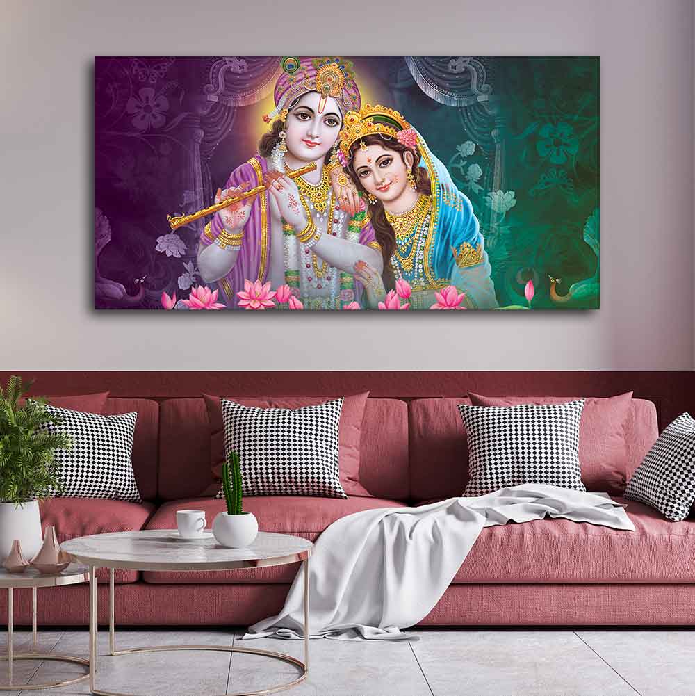 Colorful Wall Painting of Lord Radha Krishna - Image 4