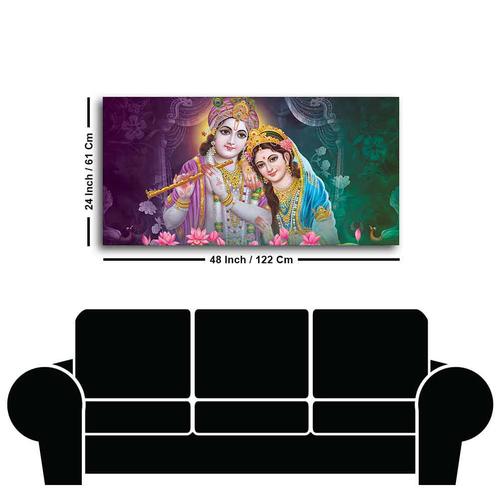 Colorful Wall Painting of Lord Radha Krishna - Image 7
