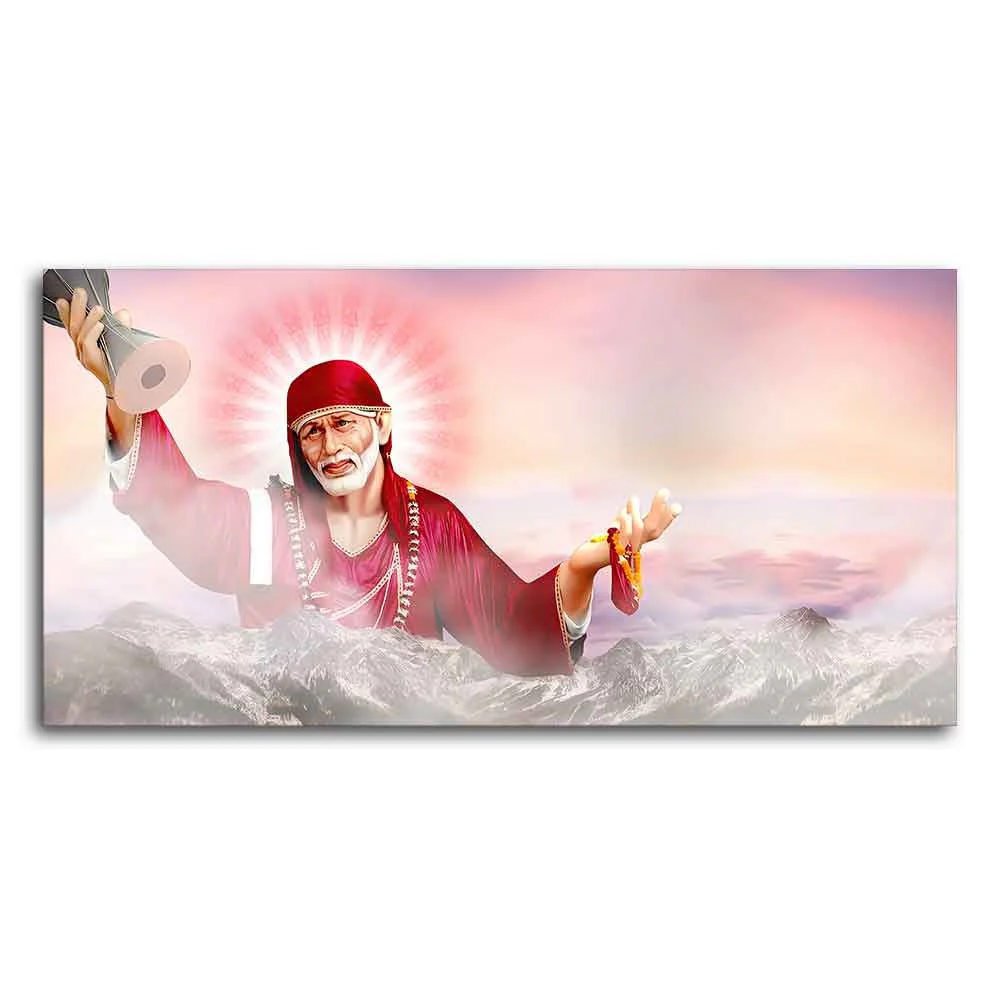 Big Size Devotional Sai Baba Wall Painting - Image 5