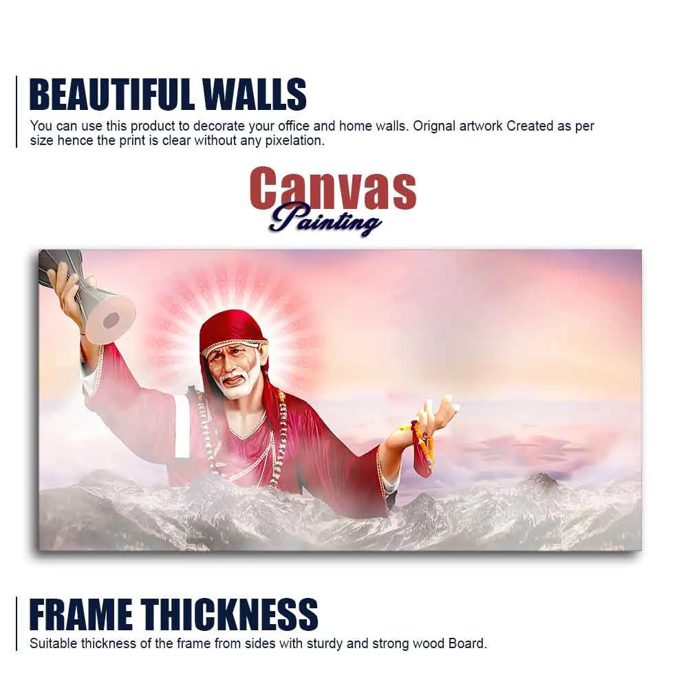 Big Size Devotional Sai Baba Wall Painting - Image 6