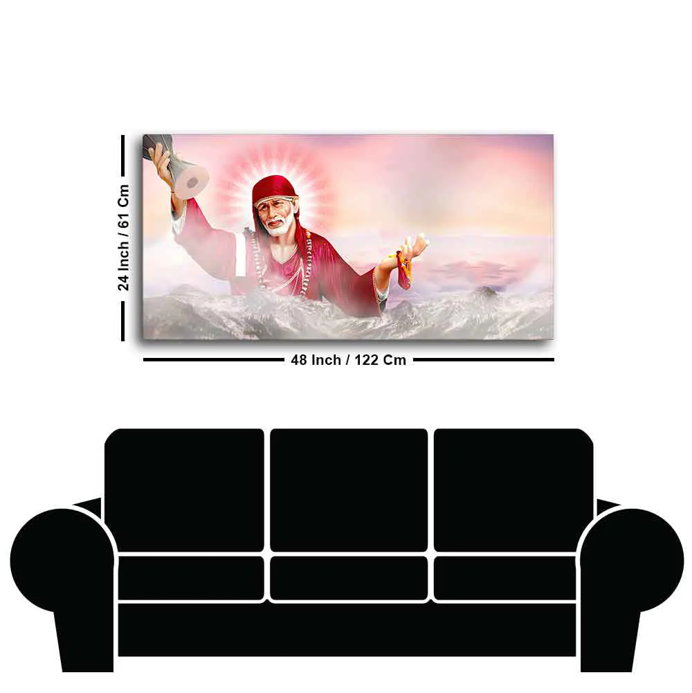 Big Size Devotional Sai Baba Wall Painting - Image 7