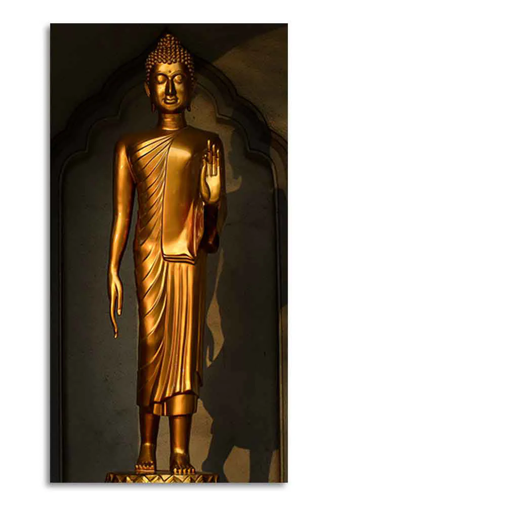 A Golden Statue of Buddha Canvas Wall Painting - Image 6