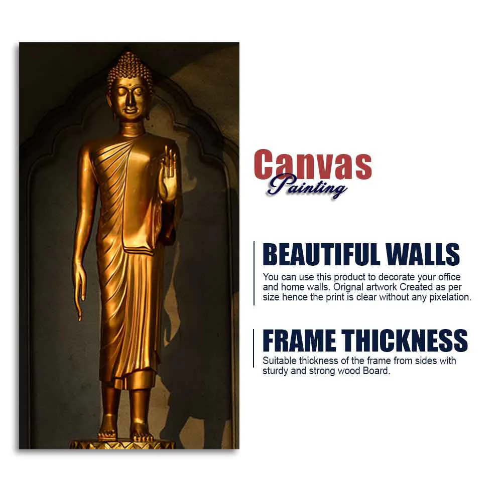A Golden Statue of Buddha Canvas Wall Painting - Image 8