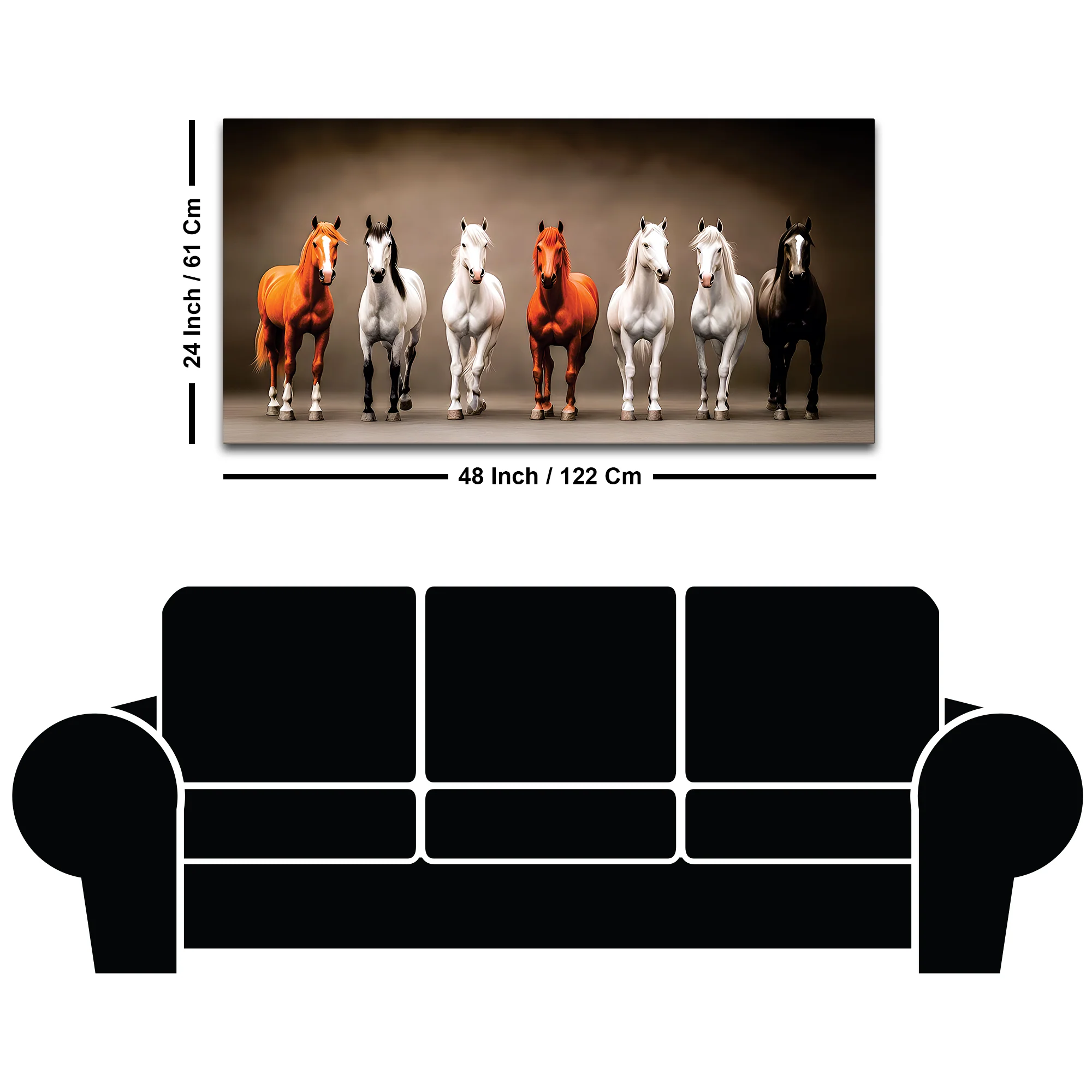 A Group of Diverse Horses Canvas Wall Painting - Image 8