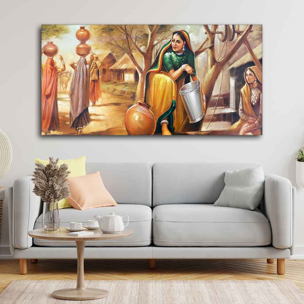 Rajasthani art Water Filling Women Wall Painting - Image 2