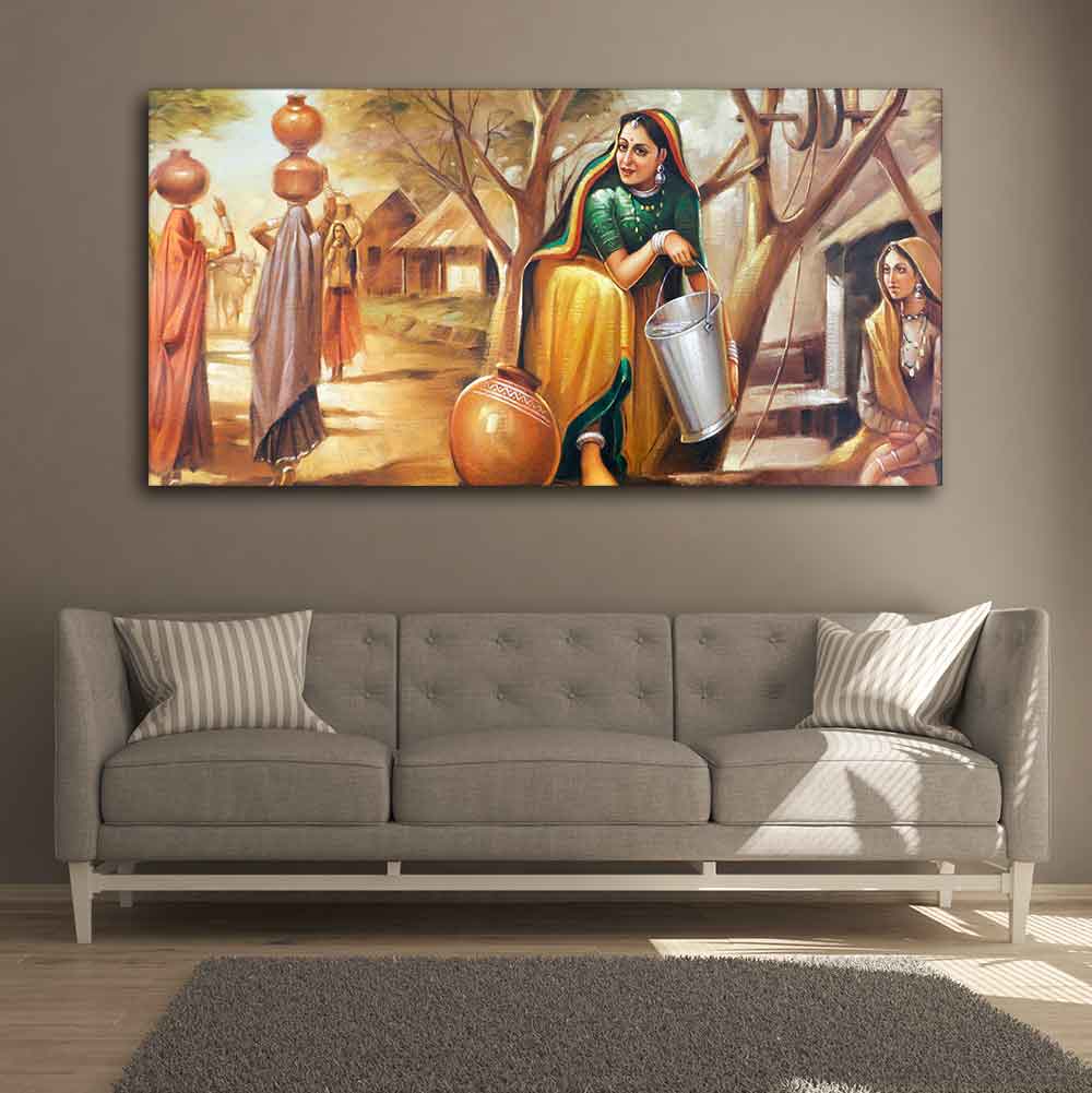 Rajasthani art Water Filling Women Wall Painting - Image 4