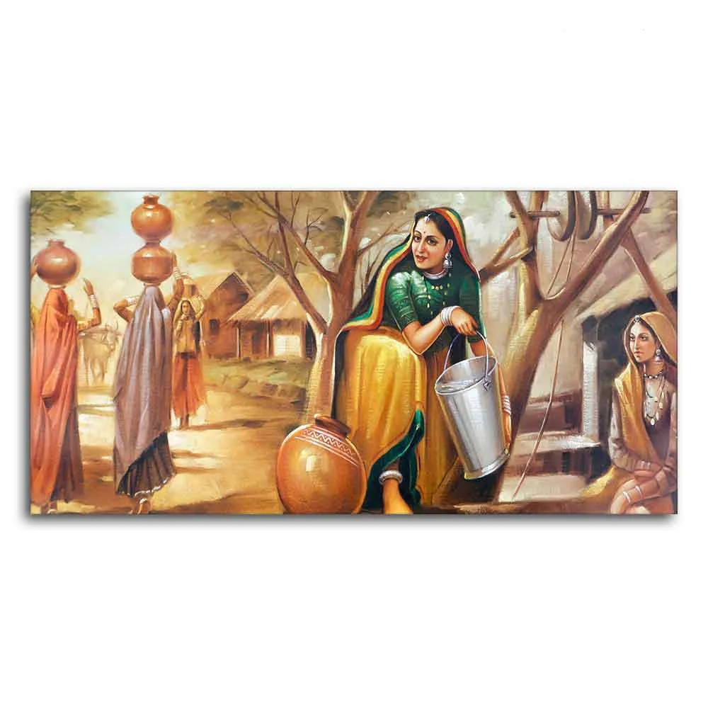 Rajasthani art Water Filling Women Wall Painting - Image 5
