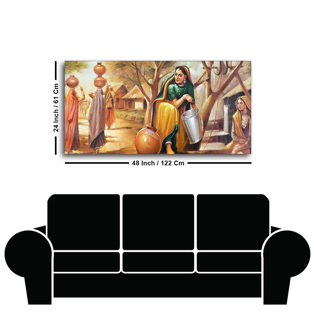 Rajasthani art Water Filling Women Wall Painting - Image 7