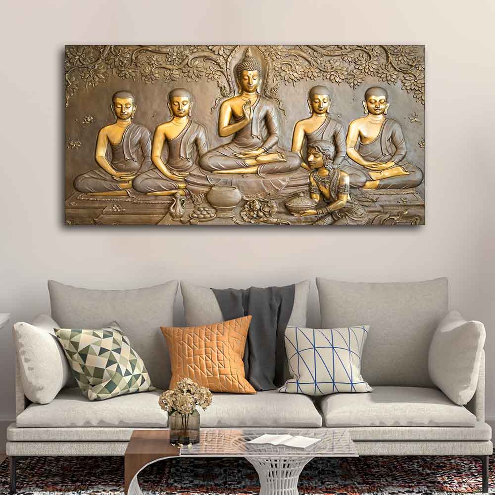 A Premium Golden Buddha Spiritual Canvas Wall Painting - Image 3