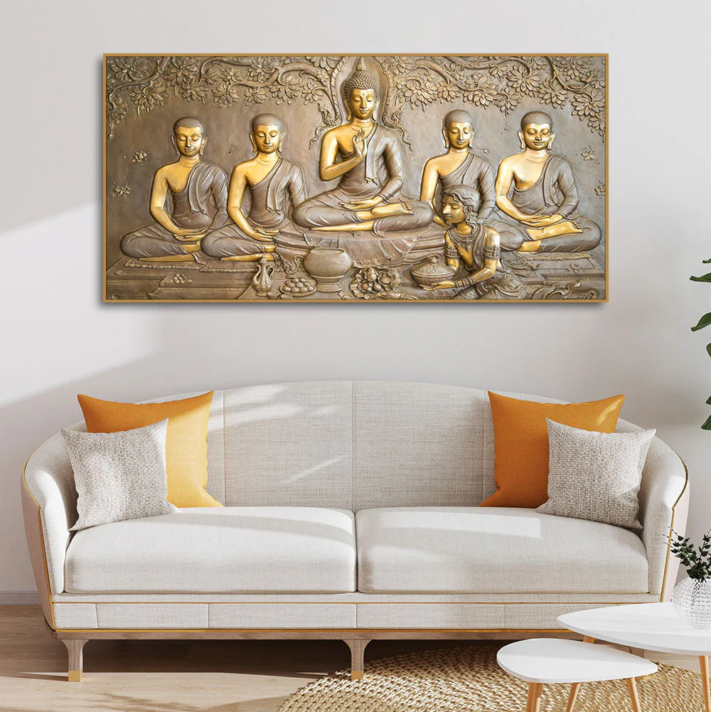 A Premium Golden Buddha Spiritual Canvas Wall Painting - Image 4