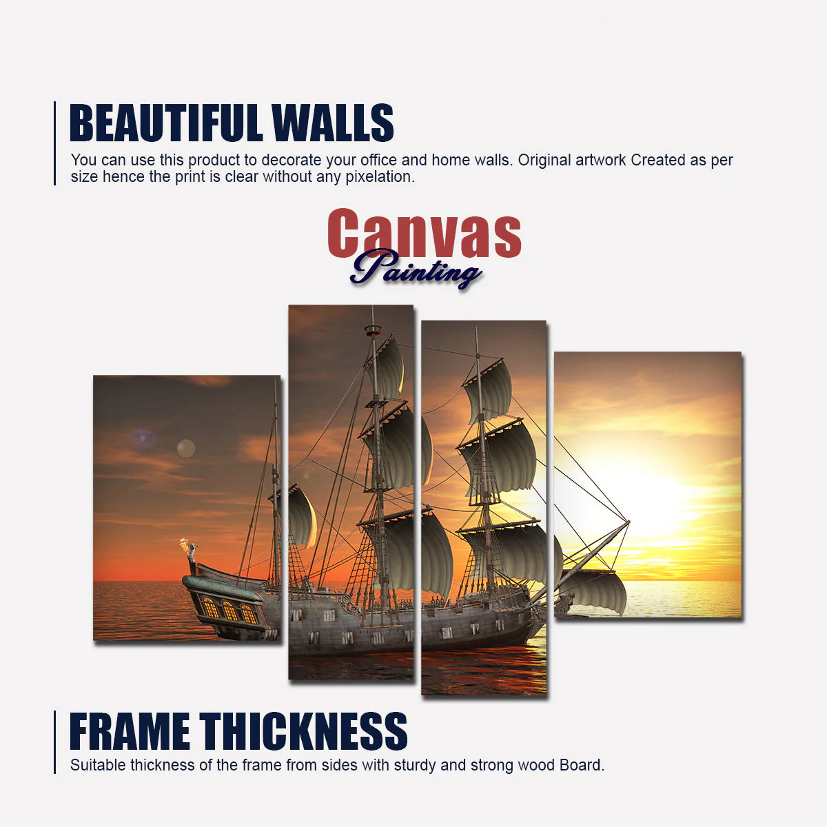 A Sailing Boat Premium Canvas Bedroom Wall Painting - Image 5