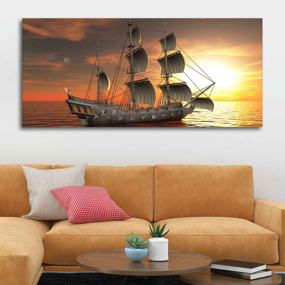 A Sailing Boat Premium Canvas Wall Painting - Image 2