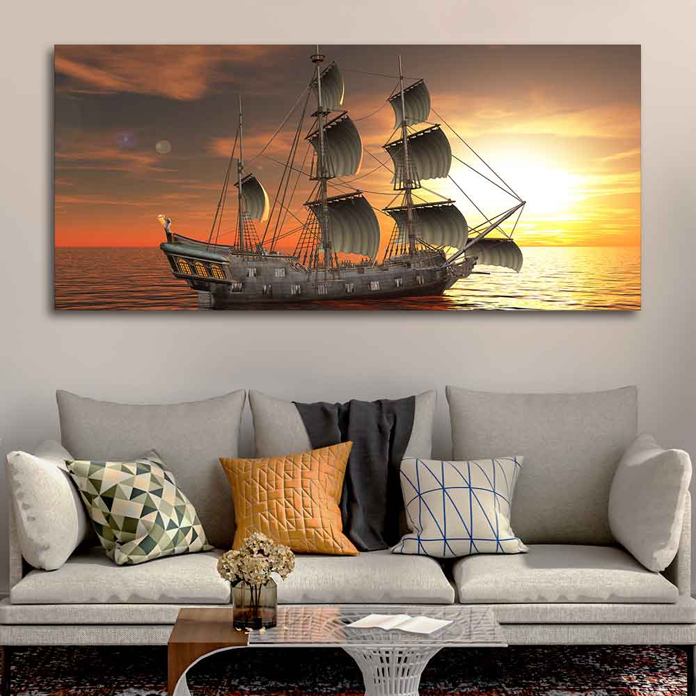 A Sailing Boat Premium Canvas Wall Painting - Image 4