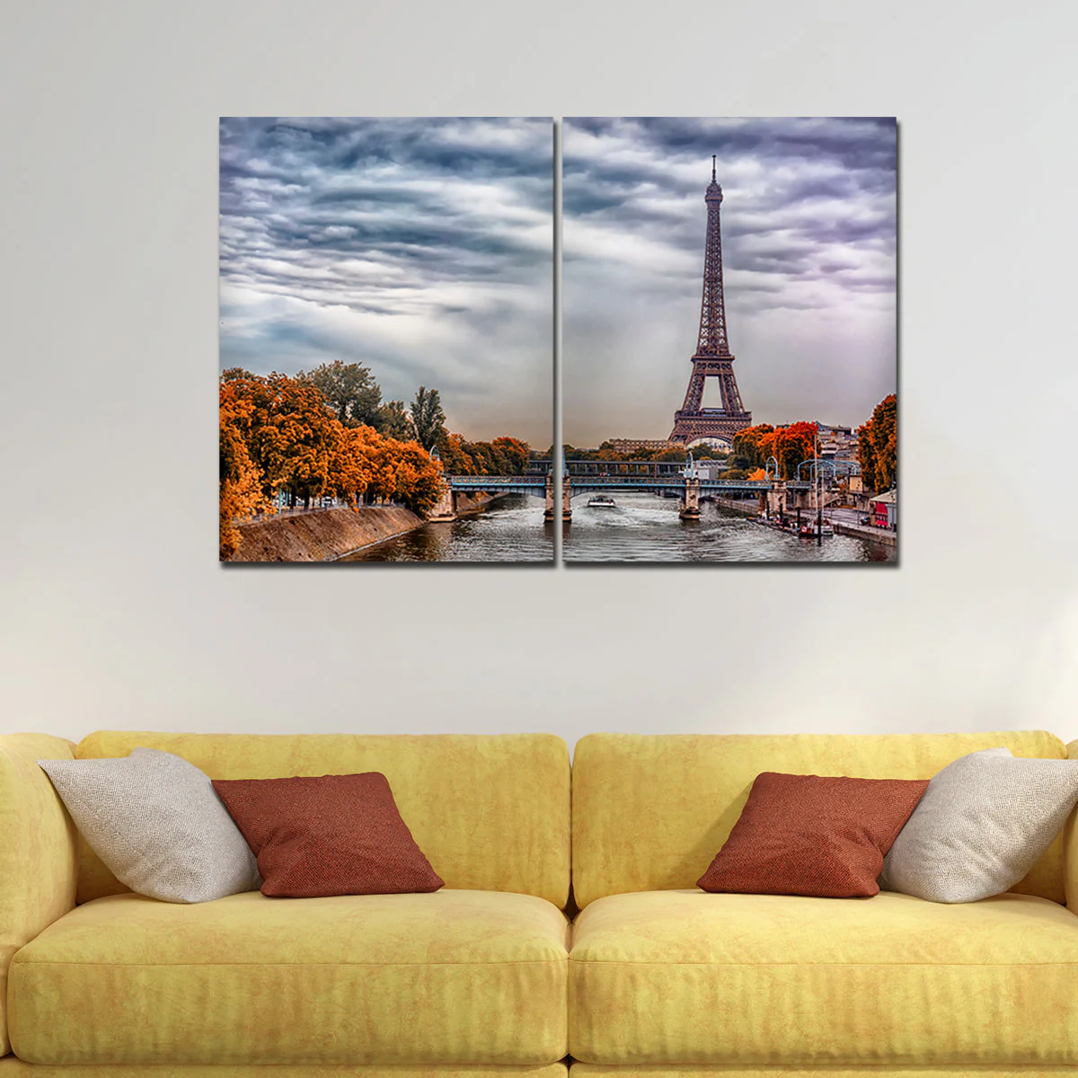 A View of Eiffel Tower and Seine River Bedroom Wall Painting - Image 3