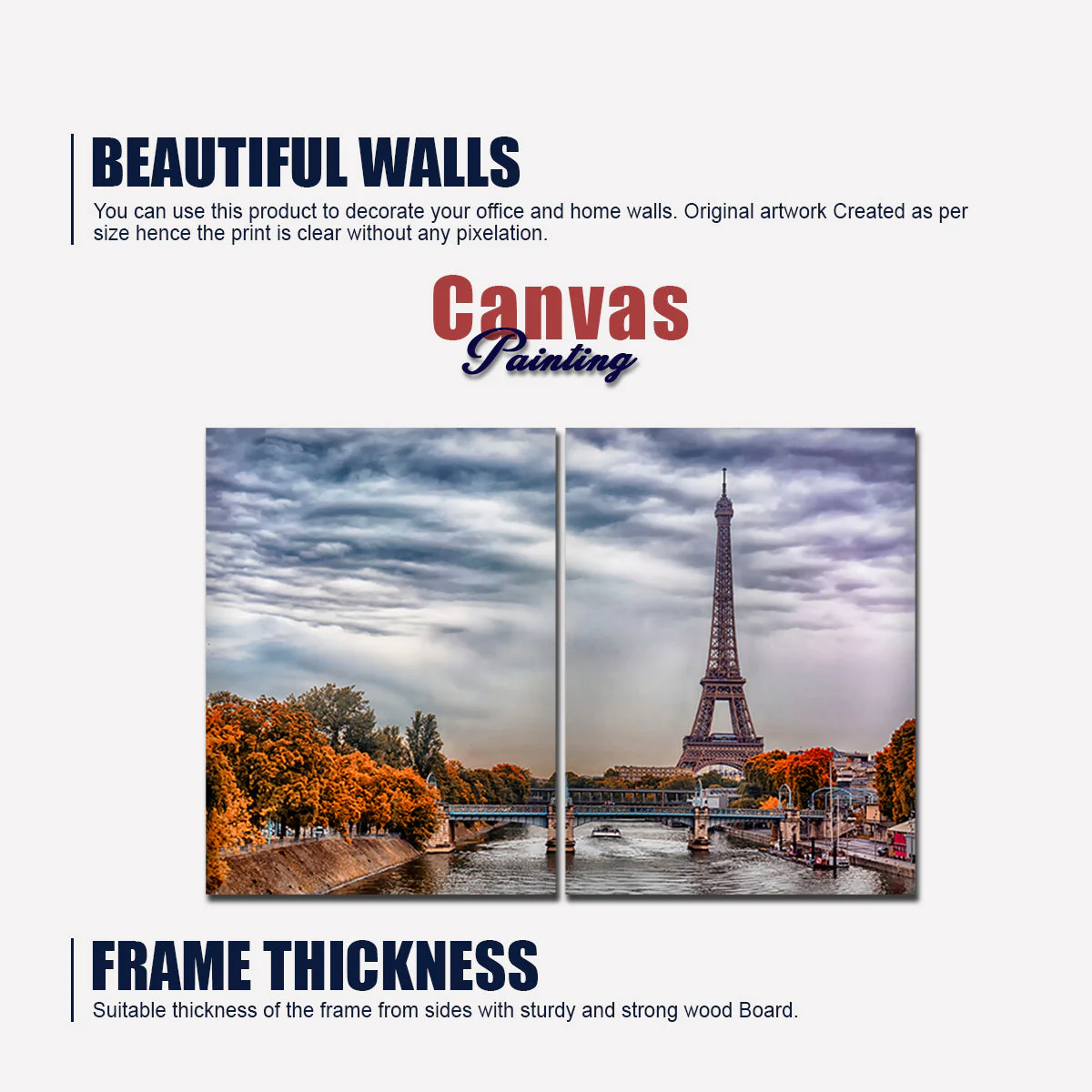 A View of Eiffel Tower and Seine River Bedroom Wall Painting - Image 5