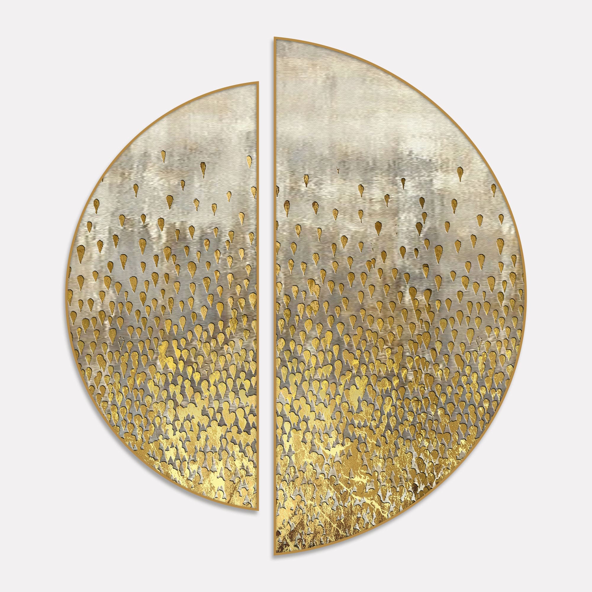 Abstract Acrylic with Golden Glitter Art Semi Circle Frames Set Of 2 - Image 2