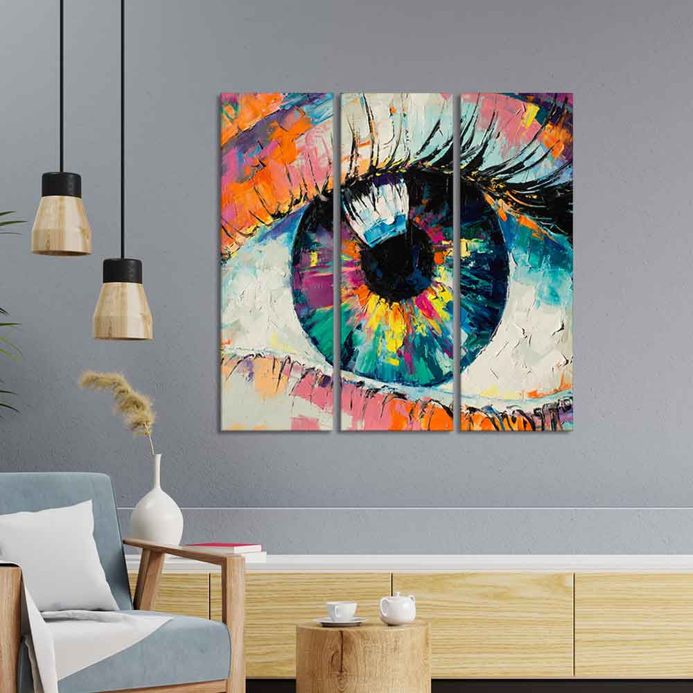 Abstract Art Eye Wall Painting Set of 3 Pieces - Image 3