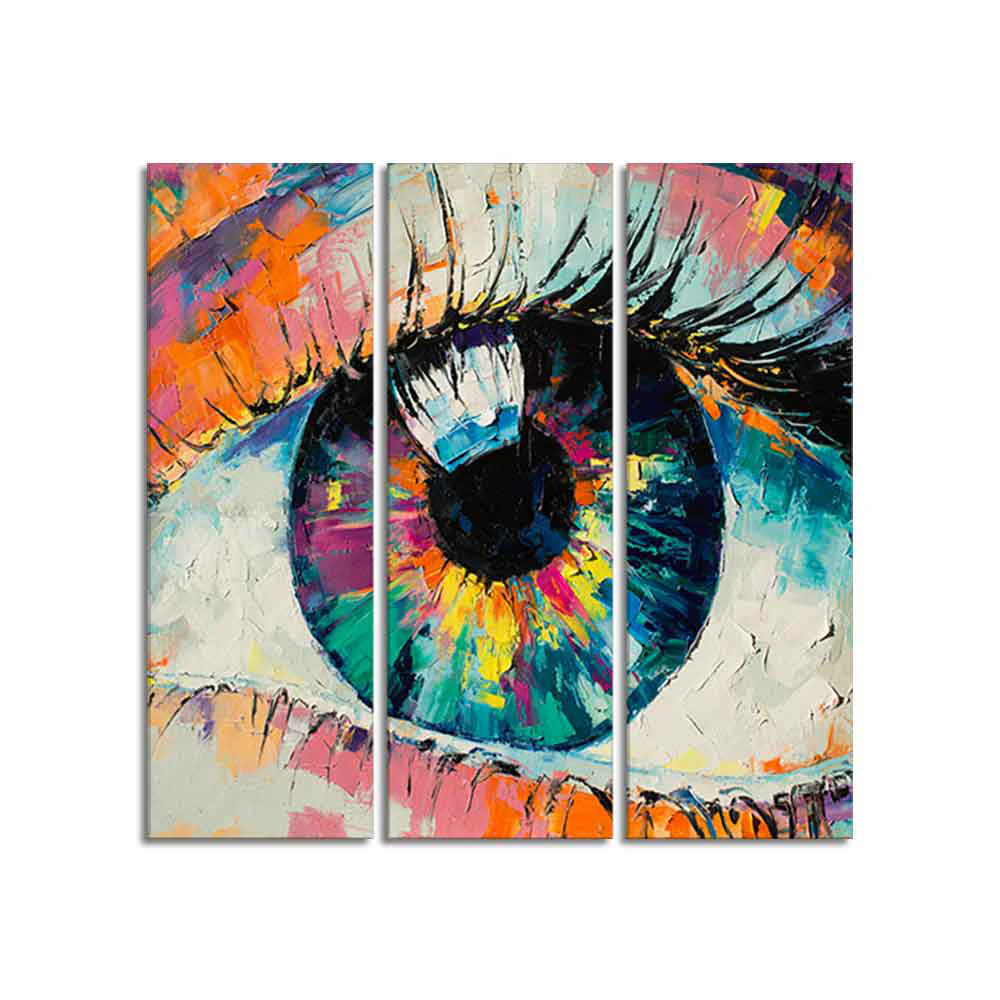 Abstract Art Eye Wall Painting Set of 3 Pieces - Image 4