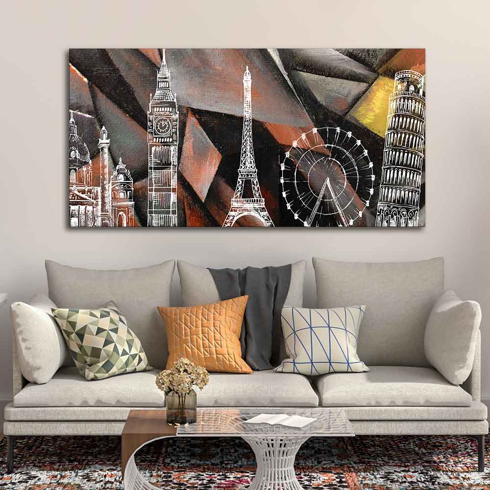 Abstract Art Famous Architectures Canvas Wall Painting - Image 2